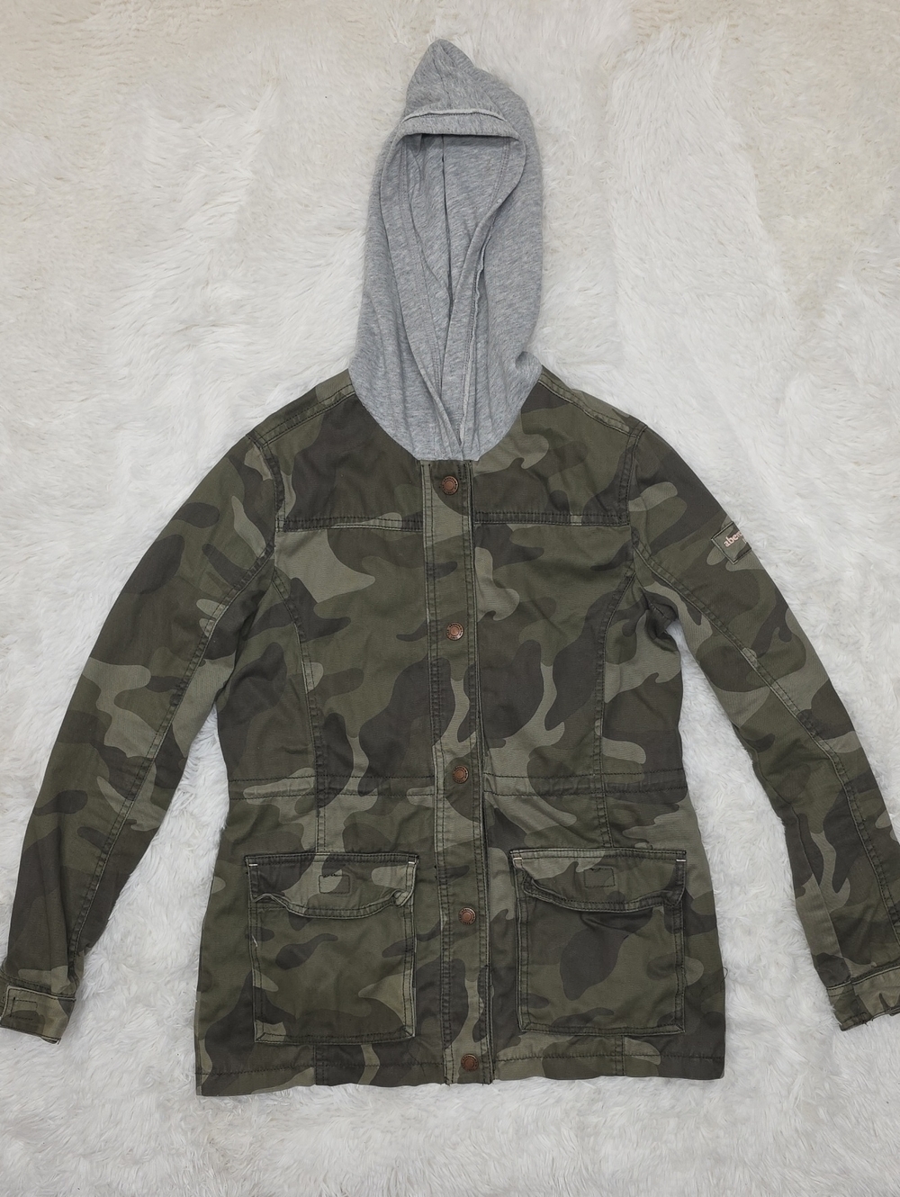 Abercrombie Kids-Camo Hooded Utility Jacket - Size 15/16